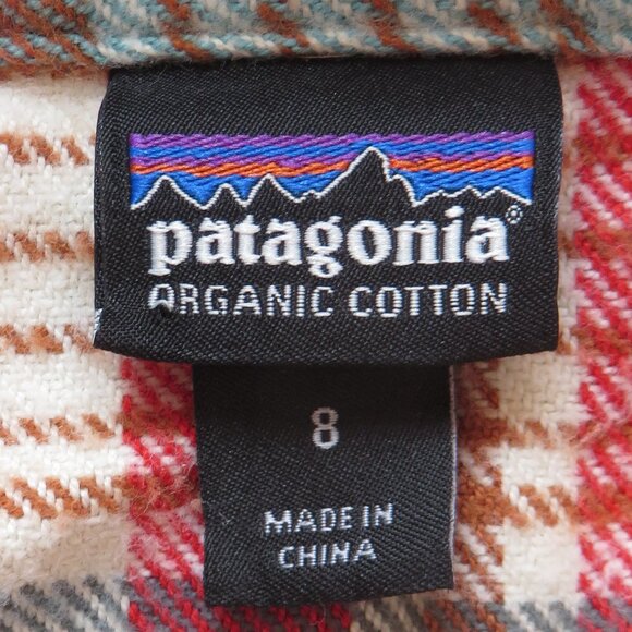 Patagonia Womens Plaid Long-Sleeved Shirt Size 8 White/Red/Blue Organic Cotton - Picture 6 of 9